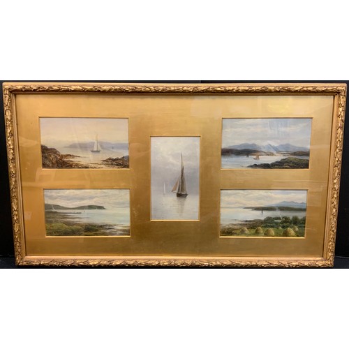 511 - Charles Lodder (late 19th century), a set of five framed as one - Yachts on serene waters, each sign... 