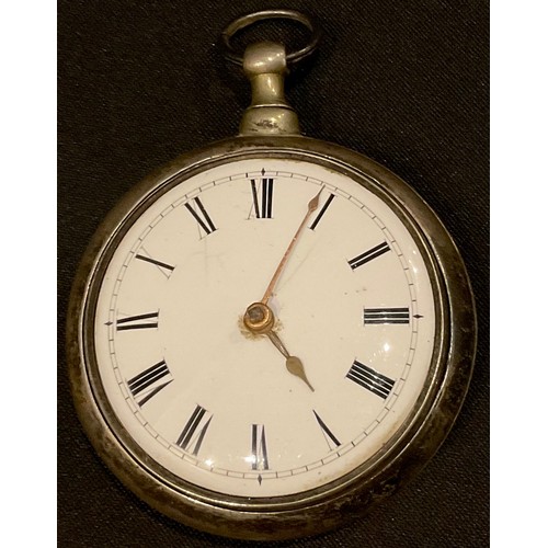 528 - A George III silver pair cased verge pocket watch, London 1809, by Silas Cowell, Lyme