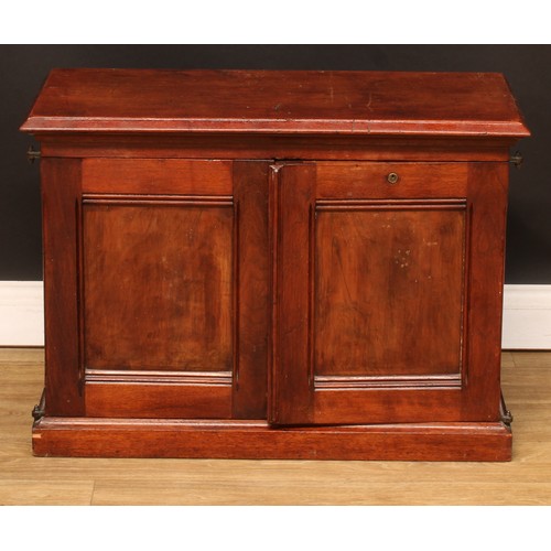 4 - A late 19th century American mahogany table-top filing cabinet, rectangular top above a pair of pane... 