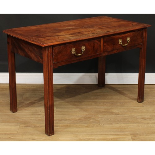 103 - A George III mahogany side or serving table, rectangular top above a pair of frieze drawers, moulded... 