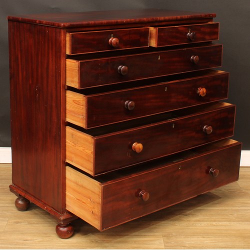 106 - A 19th century mahogany chest, rectangular top above two short and four long graduated cockbeaded dr... 