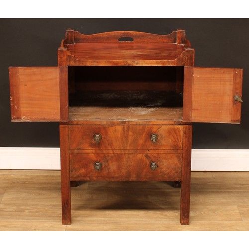 109 - A 19th century mahogany tray top bedroom night table, 79cm high, 56cm wide, 45.5cm deep