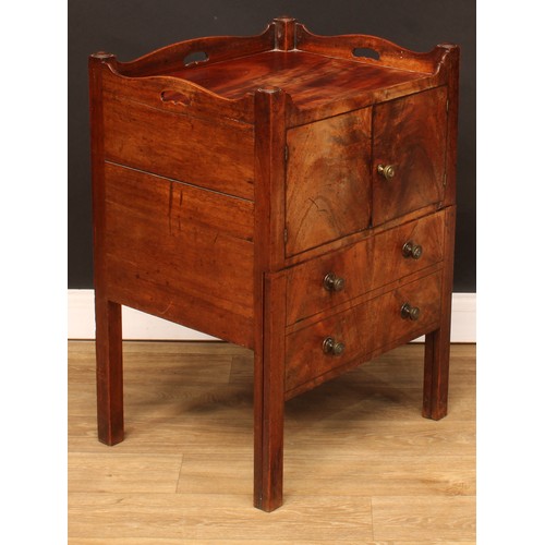 109 - A 19th century mahogany tray top bedroom night table, 79cm high, 56cm wide, 45.5cm deep