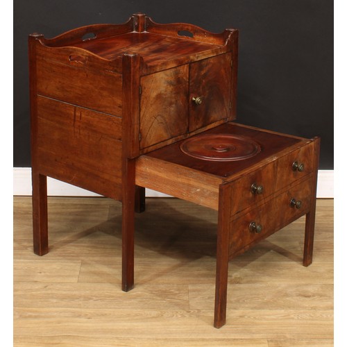 109 - A 19th century mahogany tray top bedroom night table, 79cm high, 56cm wide, 45.5cm deep