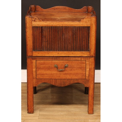 111 - A 19th century mahogany tray top bedroom night table, 74.5cm high, 50cm wide, 44cm deep