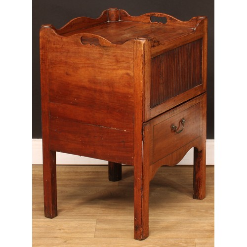 111 - A 19th century mahogany tray top bedroom night table, 74.5cm high, 50cm wide, 44cm deep