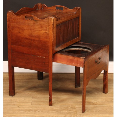 111 - A 19th century mahogany tray top bedroom night table, 74.5cm high, 50cm wide, 44cm deep