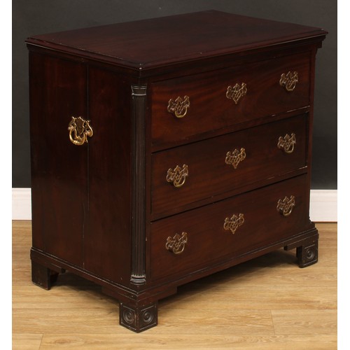 208 - A George III Revival mahogany chest, of small proportions, rectangular top above three long drawers,... 