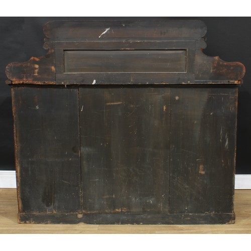 212 - A William IV/early Victorian rosewood chiffonier or sideboard, shaped superstructure with rectangula... 