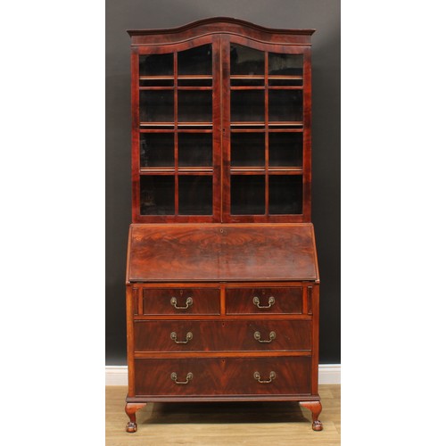 419 - An early 20th century mahogany bureau bookcase, by Maple & Co, 201cm high, 95cm wide, 47cm deep