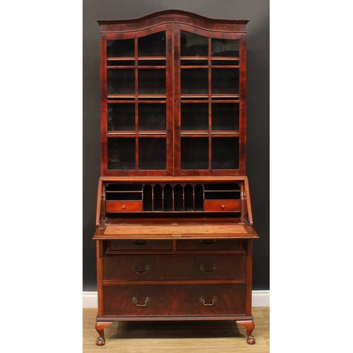 419 - An early 20th century mahogany bureau bookcase, by Maple & Co, 201cm high, 95cm wide, 47cm deep