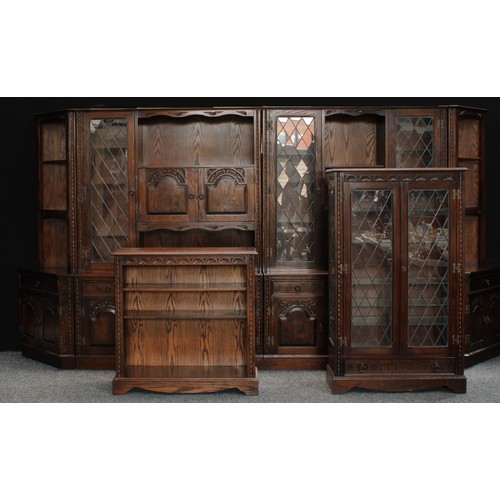 690 - A substantial Jaycee display cabinet or side cabinet, 200cm high, 398cm wide, 56cm deep; a similar g... 