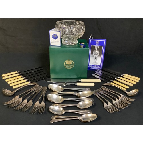 694 - A set of Mappin & Webb silver plated flatware; a Thomas Webb cut glass bowl, boxed; EPNS flatware, t... 