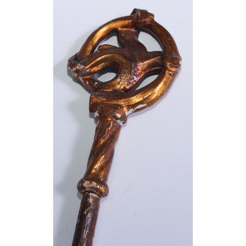 40A - Hagiography - a Baroque gilt gesso and softwood ecclesiastical crozier, from a reliquary figure of a... 