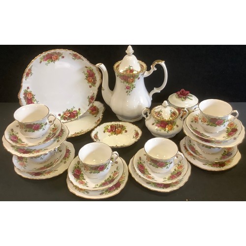 37 - Royal Albert Old Country Roses coffee pot, two bread and butter plates, six side plates, sucrier and... 