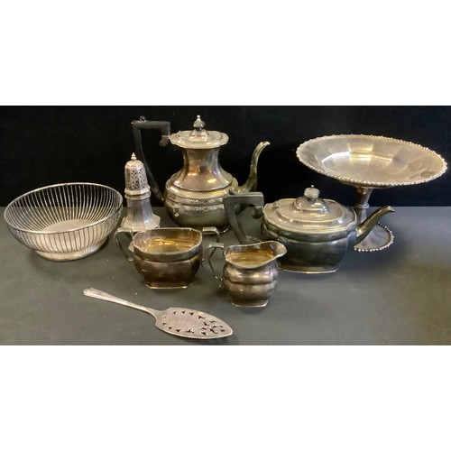 39 - Plated Ware - a four piece EPNS tea service;  a comport;  a sugar caster;  etc