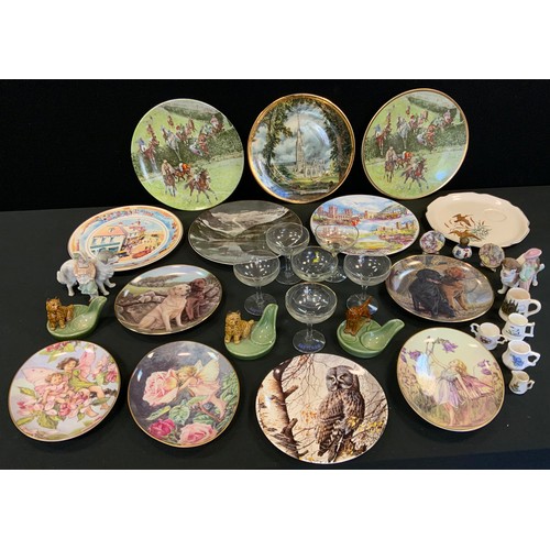 100 - A set of six Babycham glasses;  Royal Worcester Flower Fairies plates;  Wade Terrier pipe rests;  bi... 