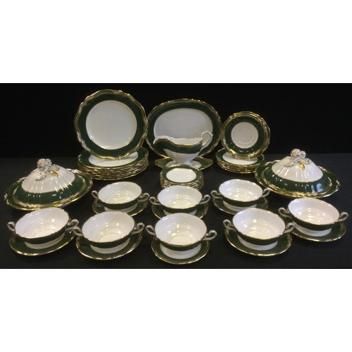 110 - A Spode Y8327 Harrogate dinner service, for eight, comprising dinner plates, soup bowls on stands, s... 