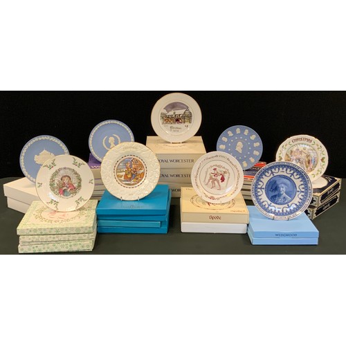 123 - Wedgwood Blue Jasper Christmas plates, boxed 1988, 1987, 1985,Cupid Cake plate;  Hans Christian Ande... 