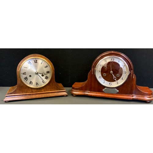 149 - A mahogany mantel clock, presentation plaque to F Stant, Honorary Treasurer dated 1928-1932;  anothe... 