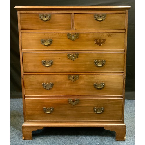 220 - A 19th century mahogany chest, c.1800

of two short and four long cockbeaded drawers, bracket feet

... 