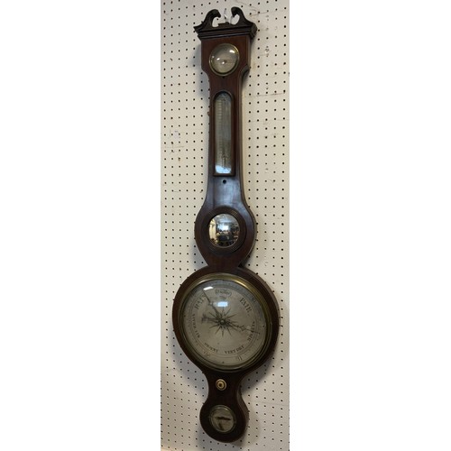 250 - L Bernasconi, Sheffield  - an early 19th century cross-banded mahogany wheel barometer with hydromet... 