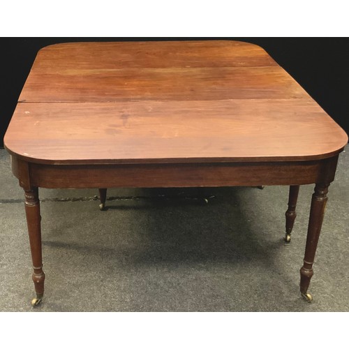 289 - A George III rounded rectangular mahogany dining  table, 70cm high, 177cm long, c.1800