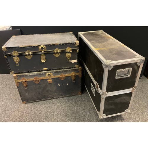 305 - A Hudsons of Wolverhampton travelling trunk, 37cm x 90cm, 52cm; another, 51cm x 91cm x 51cm;  an Abs... 