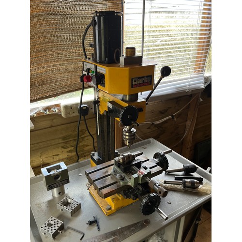 436 - A Clarke Metalworker CMD10 Micro Milling / Drilling Machine; a galvanised steel workshop cabinet; et... 