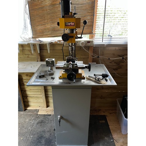 436 - A Clarke Metalworker CMD10 Micro Milling / Drilling Machine; a galvanised steel workshop cabinet; et... 