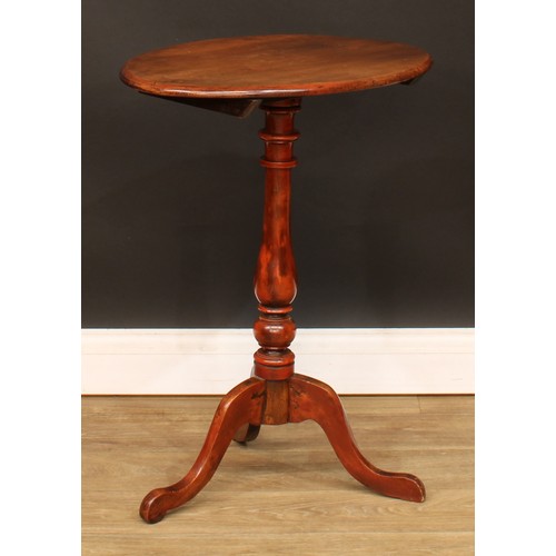 672 - A Victorian tripod wine table, oval top, turned column, 70.5cm high, 56.5cm wide, 39.5cm deep