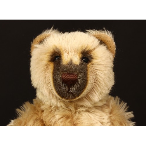 4007 - A Charnwood Bears (Frank Webster) artist made jointed teddy bear, blonde mohair with brown tips, bla... 