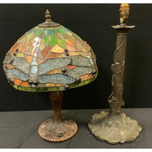 59 - A contemporary Tiffany style Dragon lamp and base,  49cm high;  a similar base (2)