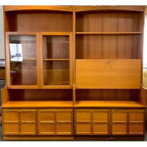 68 - A Nathan Furniture squares two section bookcase display cabinet, 193.5cm high, 204cm wide;  A Nathan... 