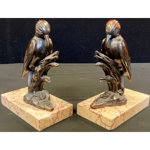 70 - Art Deco French bookends, Terrier, Woodpecker (4)