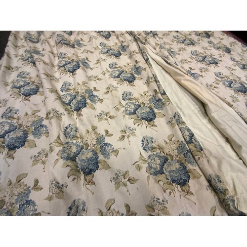 97A - A large pair of Floral Linen Union curtains, Cotterstock, 230cm long x 268cm wide.