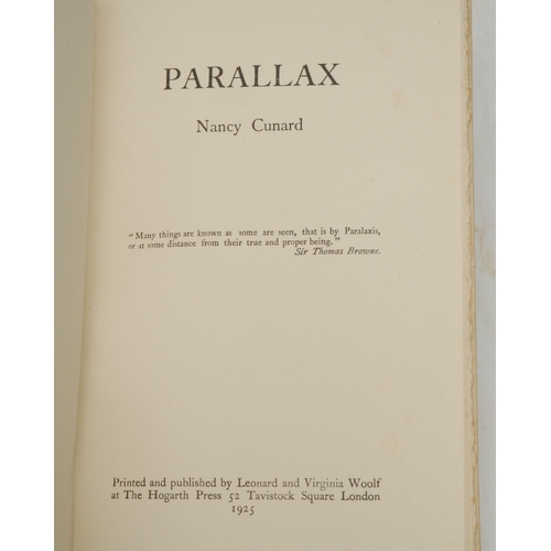 3080 - Cunard (Nancy), Parallax, first edition, [one of c. 420 copies], London: Printed and published by Le... 