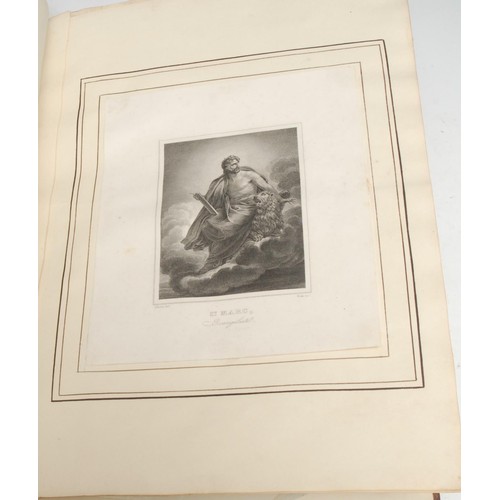 3336 - An early 19th century French Directoire red morocco print-collector's album, three-quarters of which... 