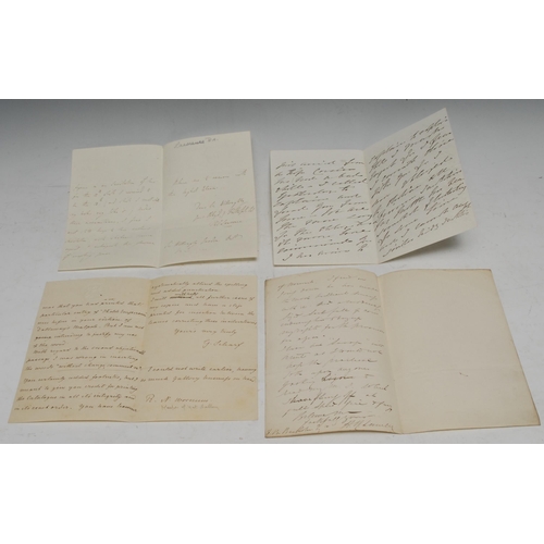 3320 - The Arts - a collection of five 19th century ink manuscript on paper letters, comprising 1) Sir Thom... 