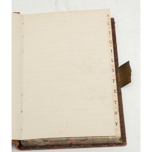 3287 - Binding - a 19th century vacant ledger, red-ruled pages, bound in brown leather imitating crocodile,... 