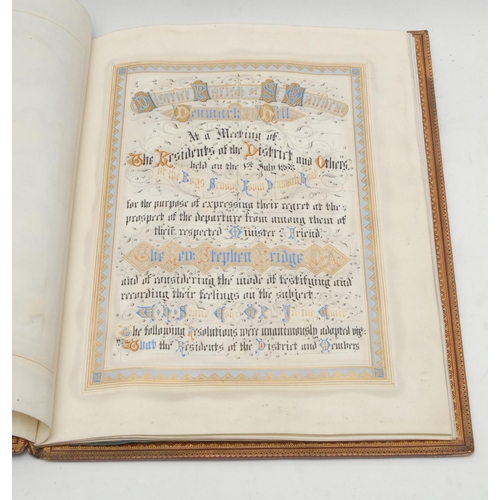 3274 - A mid-Victorian hand-scrivened and illuminated manuscript vellum address, 