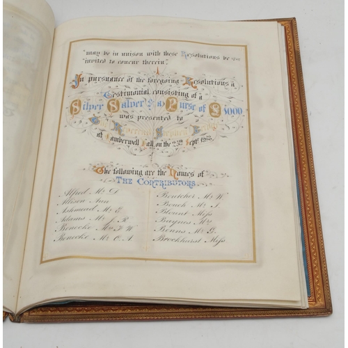 3274 - A mid-Victorian hand-scrivened and illuminated manuscript vellum address, 