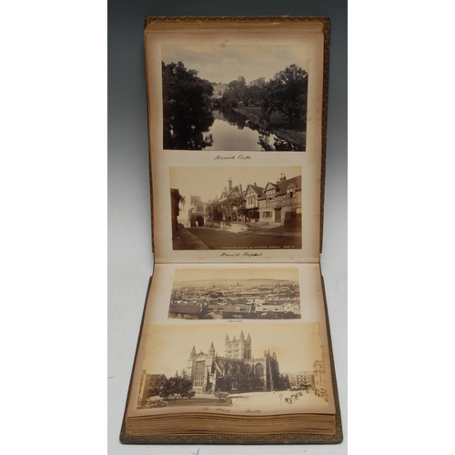 3363 - Photography - a Victorian photograph album, illustrated with approx. 110 b/w and sepia photographs a... 