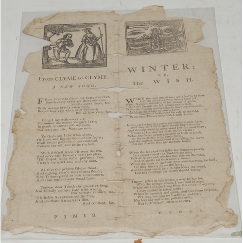 3290 - Broadside, Georgian Verse -  From Clyme to Clyme/A New Song, [&] Winter; or, The Wish, [n.p.], [n.d.... 