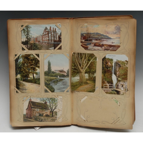 3315 - Postcards – an Edwardian album of approx. 150 cards, mostly b/w but some colour, including actors an... 