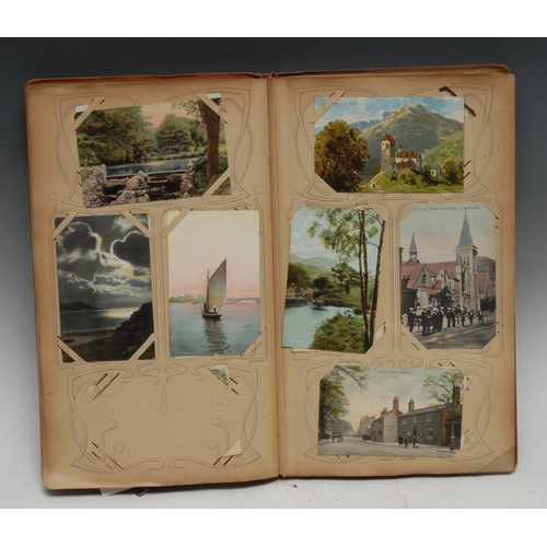 3315 - Postcards – an Edwardian album of approx. 150 cards, mostly b/w but some colour, including actors an... 