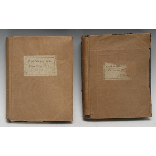 3330 - Veterinary Science - two manuscript academic notebooks of J.S. Steward, Gwynne House, Hereford, as a... 