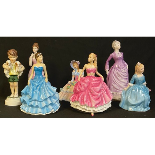 66 - A Royal Doulton figure, Day Dreams, HN1731; others, A Child From Williamsburg, Tracy and Amelia; a R... 