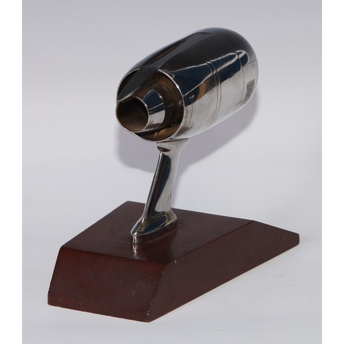 74 - Aeronautica - a chrome desk model, of a Rolls Royce RB211 aeroplane engine, removable propellor, mah... 