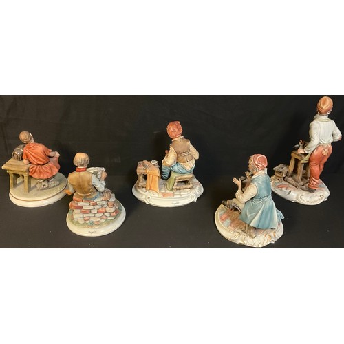 89 - Continental Ceramics - Capodimonte figures, after Meneghetti, Shoemaker, Watchmaker, Blacksmith, etc... 